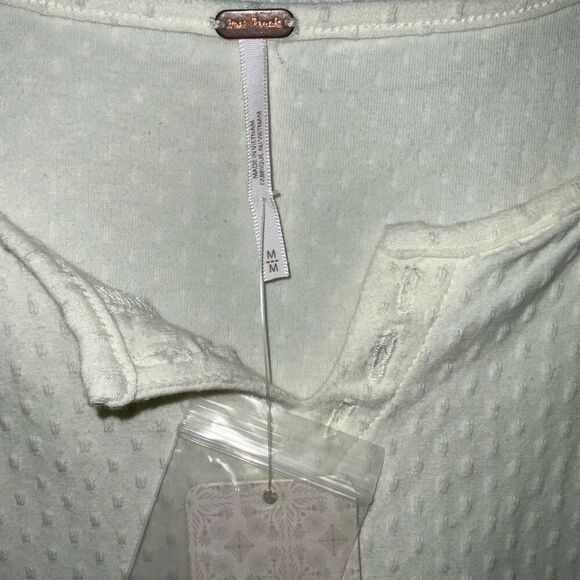 NEW Free People Brunch Date Henley Top Moonglow size M - Picture 9 of 11
